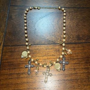 Cross, pendant, beaded necklace
